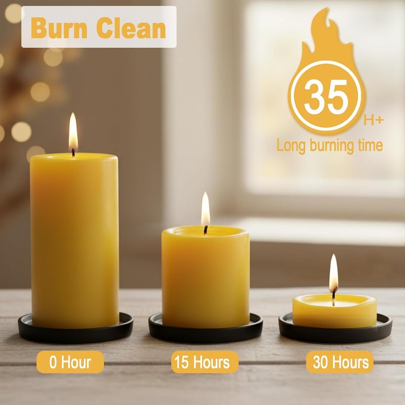 Uniteland 3 Packs Beeswax Pillar Candles, Pure Beeswax Candles with 35 Hours Burn Time, Smokeless & Dripless Bees Wax Candles for Home Decor, Prayer, Christmas Party(2x4 inch) - Image 4